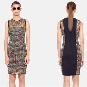 Akris Punto Mini Stadium Print Mesh Dress Size 6 Colorful Knee Length Sleeveless